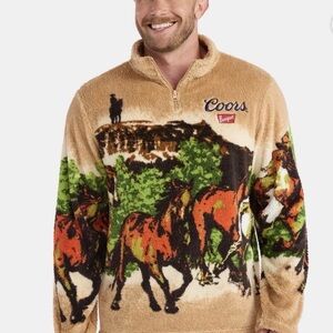 Coors Men’s Tan Scenic Quarter-Zip Sherpa style Pullover Sweater